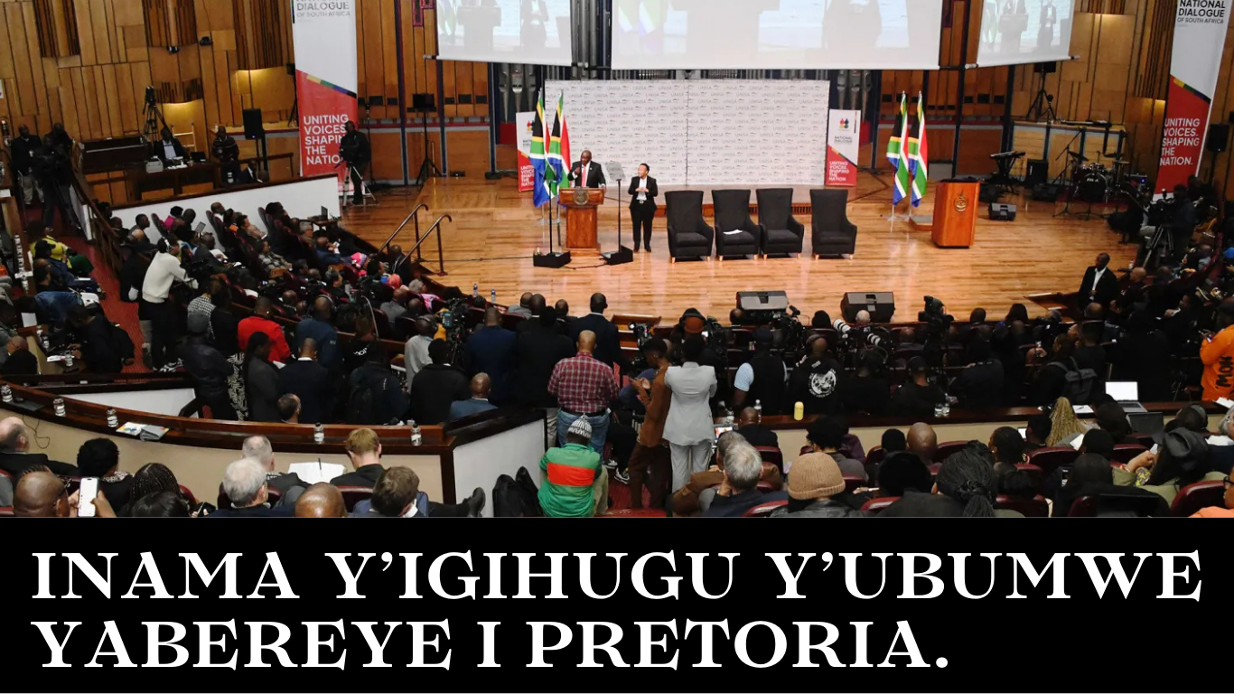 Umukuru w’igihugu Cyril Ramaphosa yarashikirije ijambo imbere y’abantu mu gihe c’ugufungura Inama y’Igihugu y’Ubumwe yabereye i Pretoria.
