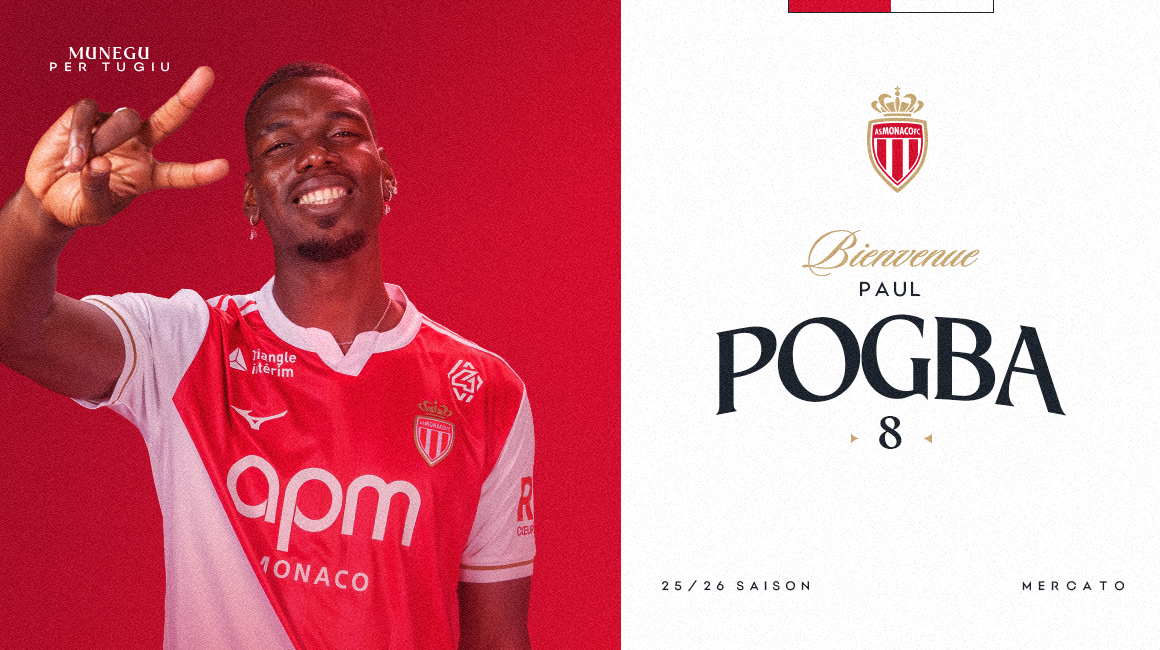 Paul Pogba akiwa kwenye jezi ya AS Monaco baada ya kutangazwa kwenye kikosi cha Champions League